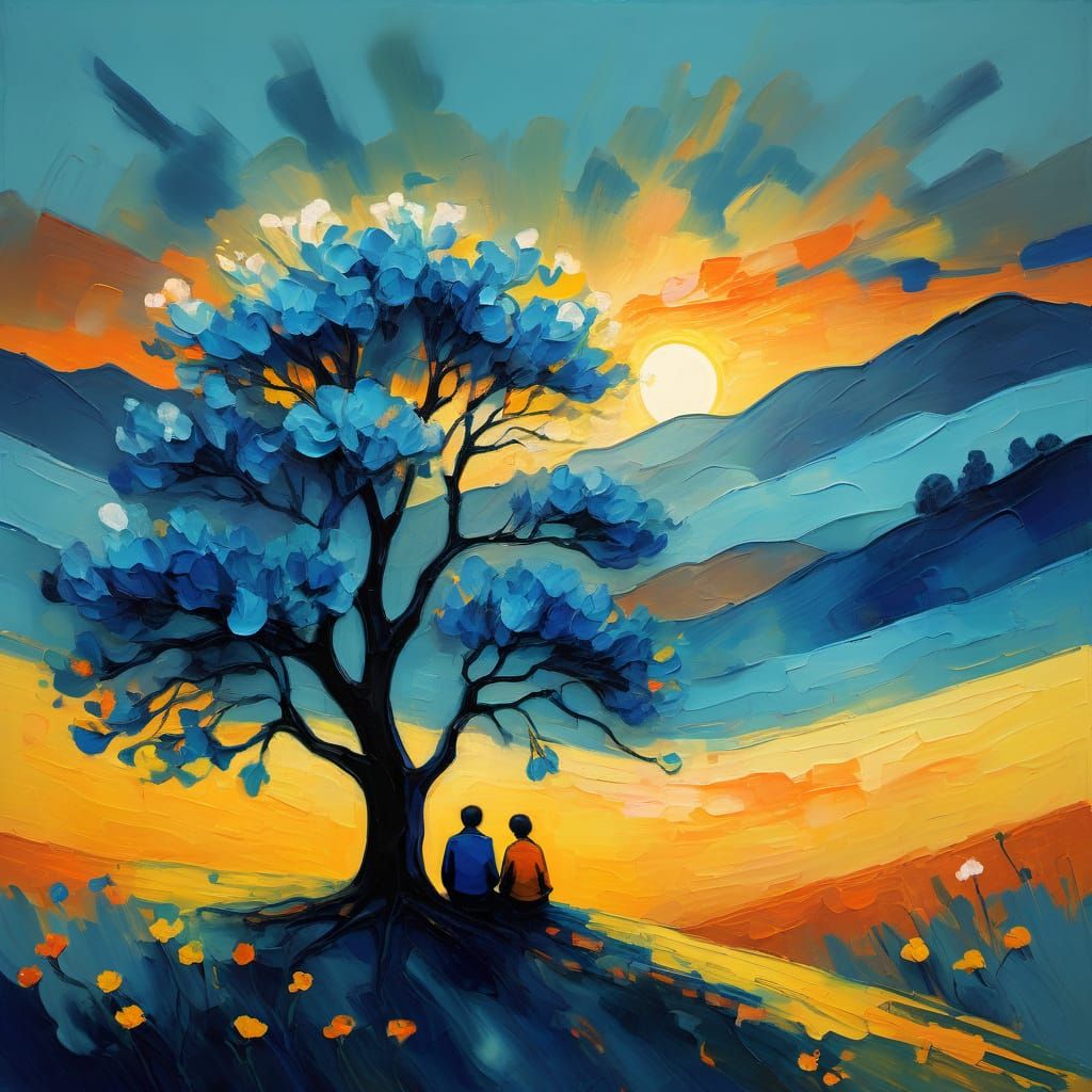 Melancholic Hillside Scene in Fauvist Style