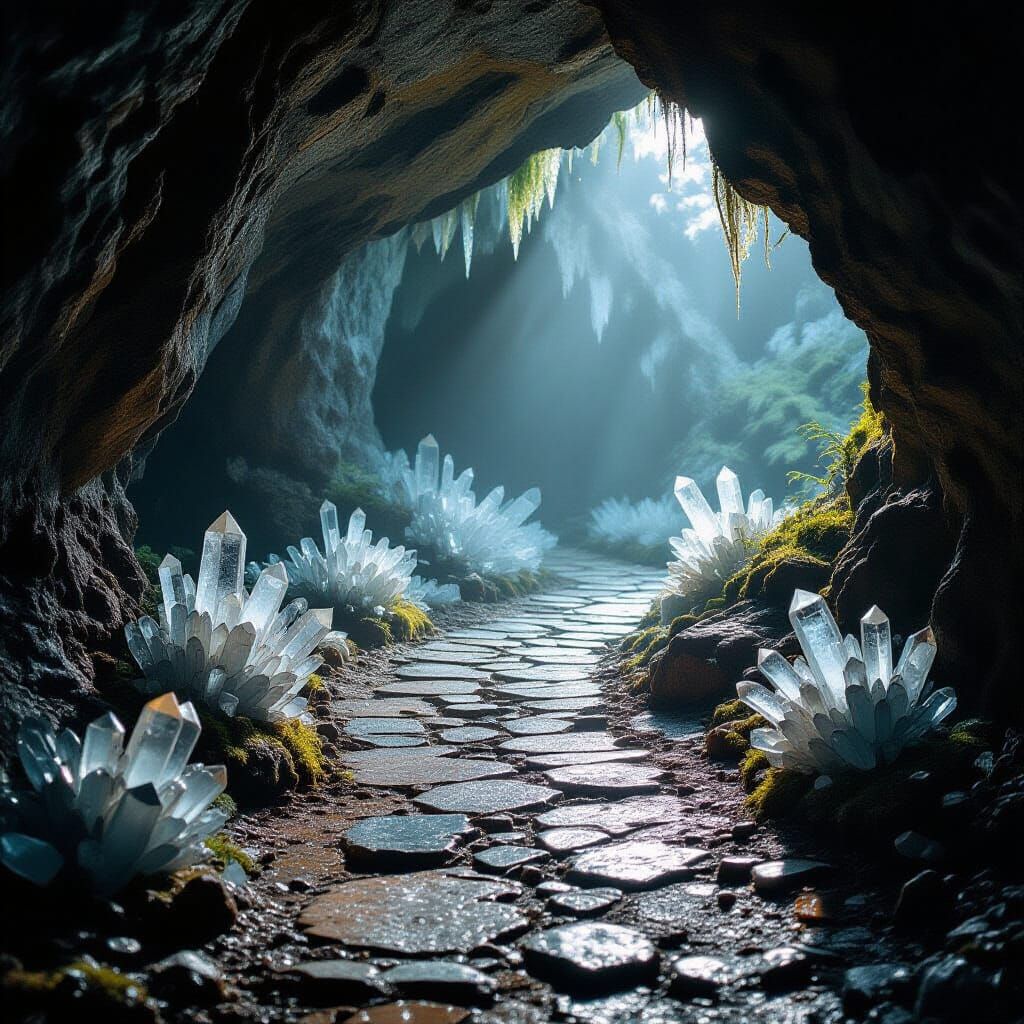 Crystal Path to Cave: Cinematic Film Still