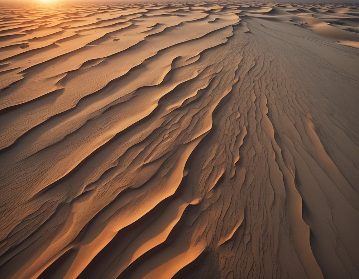 Colorful Sunset Over Desert Sand Drifts