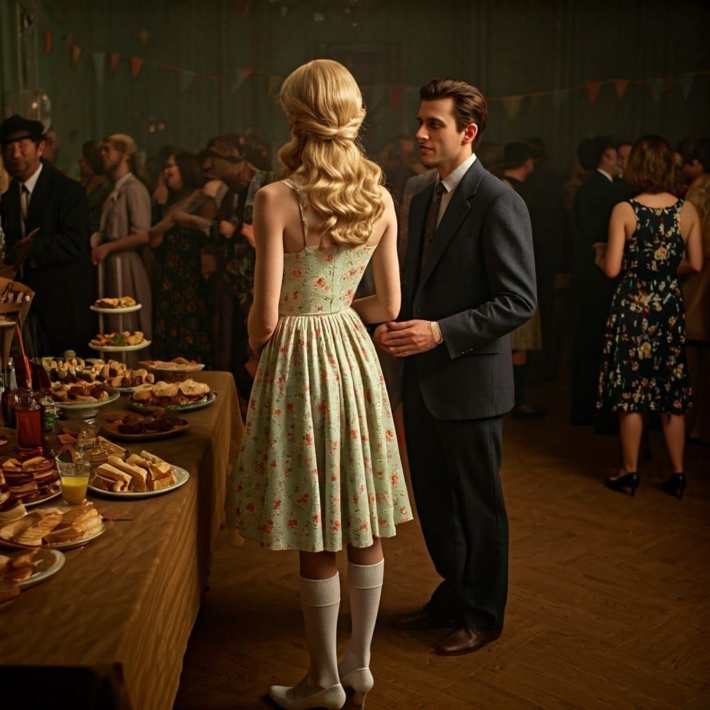 Timeless Glamour in 1950s Party Attire - Film Noir Digital A...