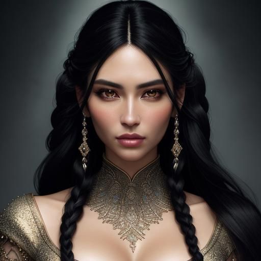 Striking Portrait of a Beautiful Woman with Braids