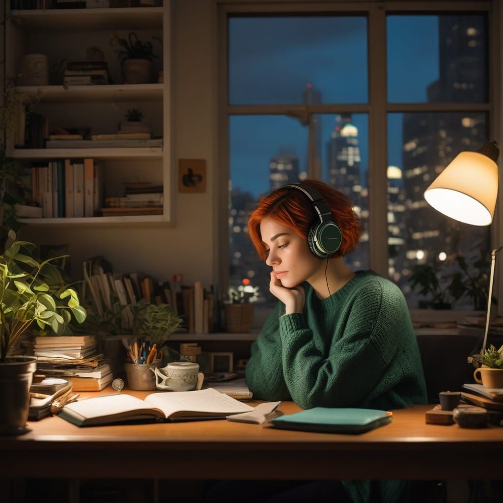 A Young Woman in Contemplation, Surrounded by City Life