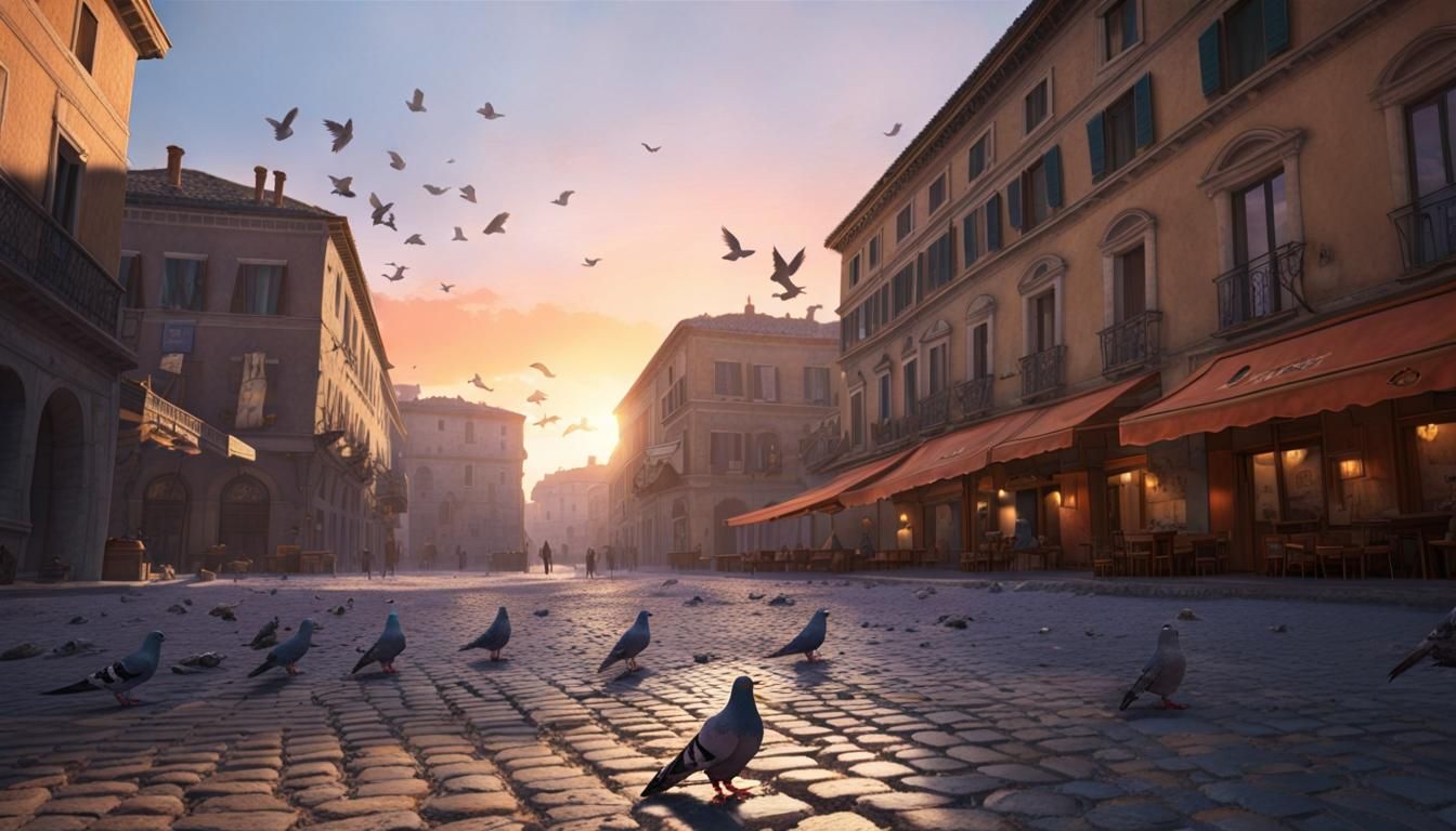 Sunrise at a quiet piazza