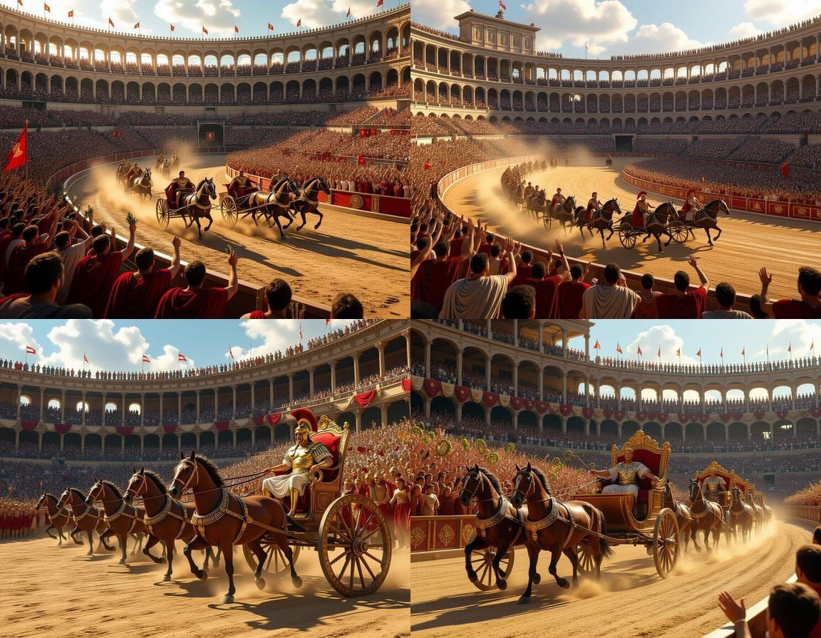 Epic Roman Chariot Race at Circus Maximus in 3D