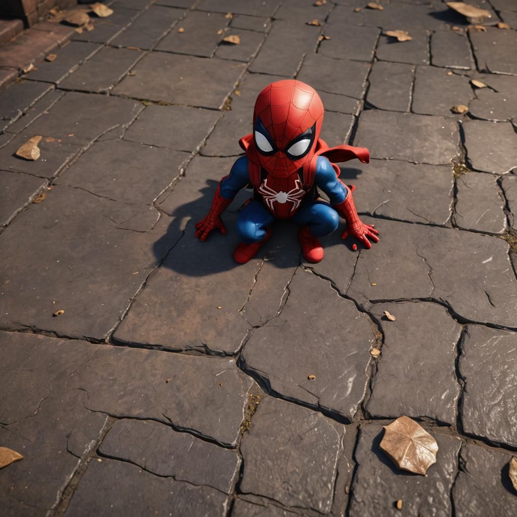 Baby Spider-Man with Puppy Eyes: Detailed Matte Painting
