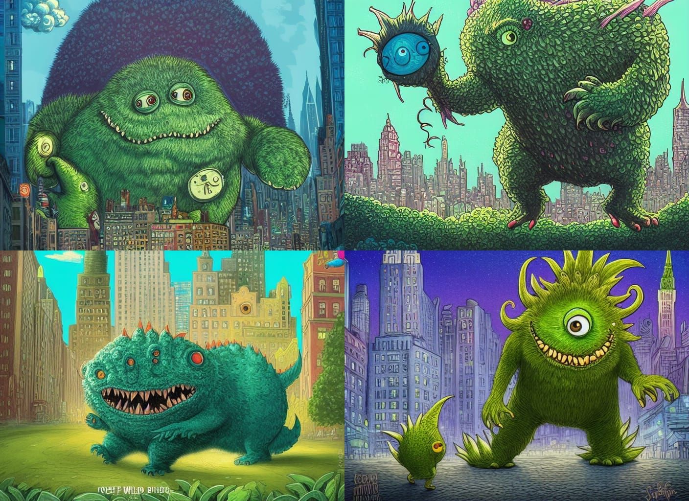 Broccoli Monster Stomping Through New York City