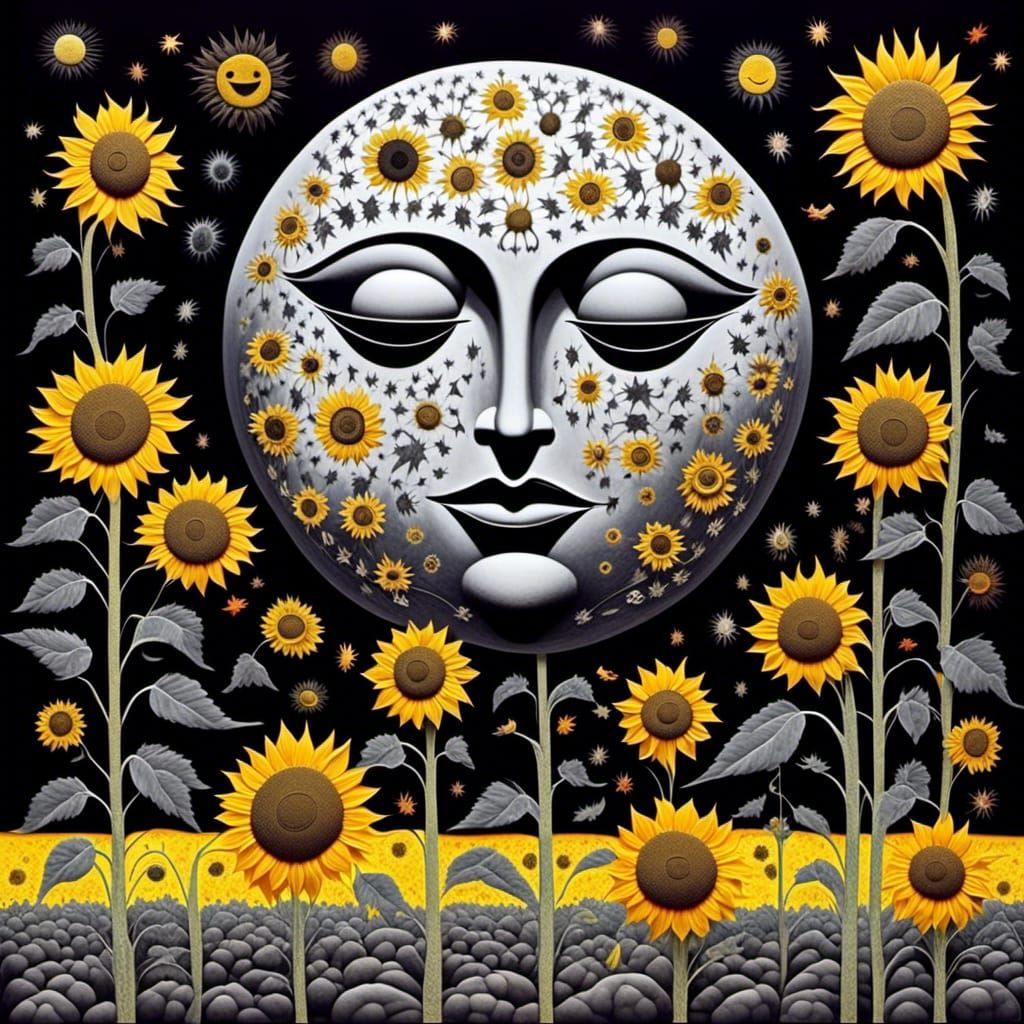 Sunflower Moon Fairy in Surreal Fantasy Style