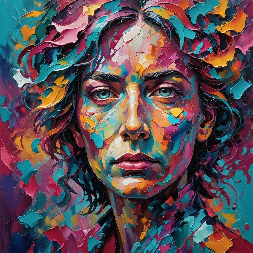 Expressionist Brain Portrait in Neo-Impressionism Style