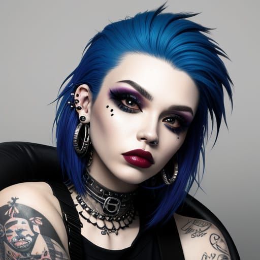 Punk Girl with Edgy Piercings in a Dark Aesthetic