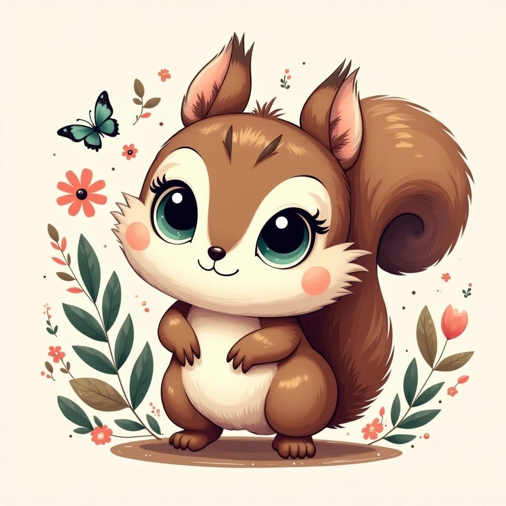 Cute Mischievous Squirrel Logo Design
