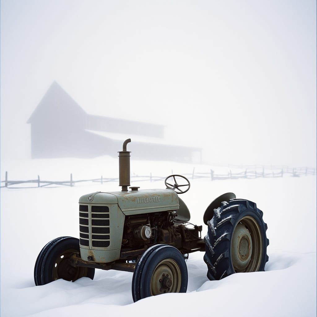 Winter Wonderland Farmhouse in Snowy Landscape