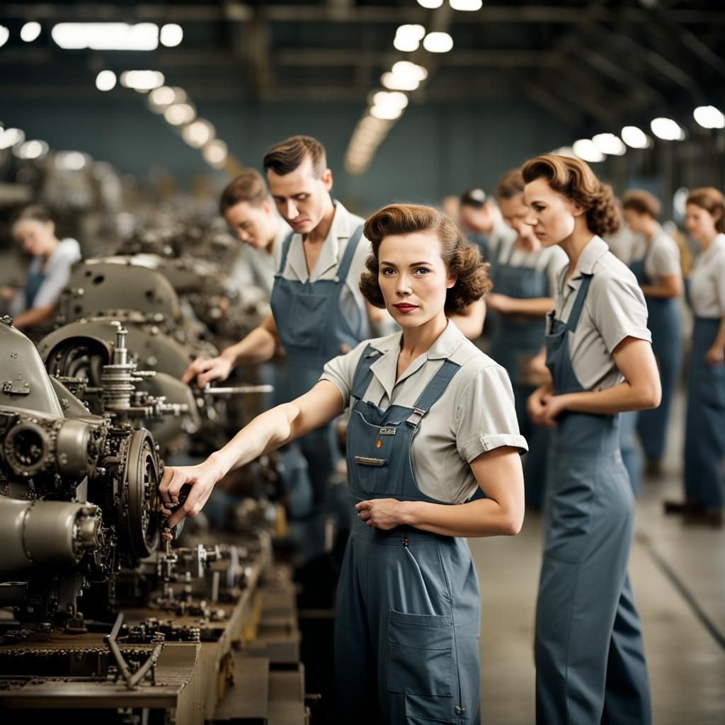 Aircraft Factory Assembly Line, 1940s
