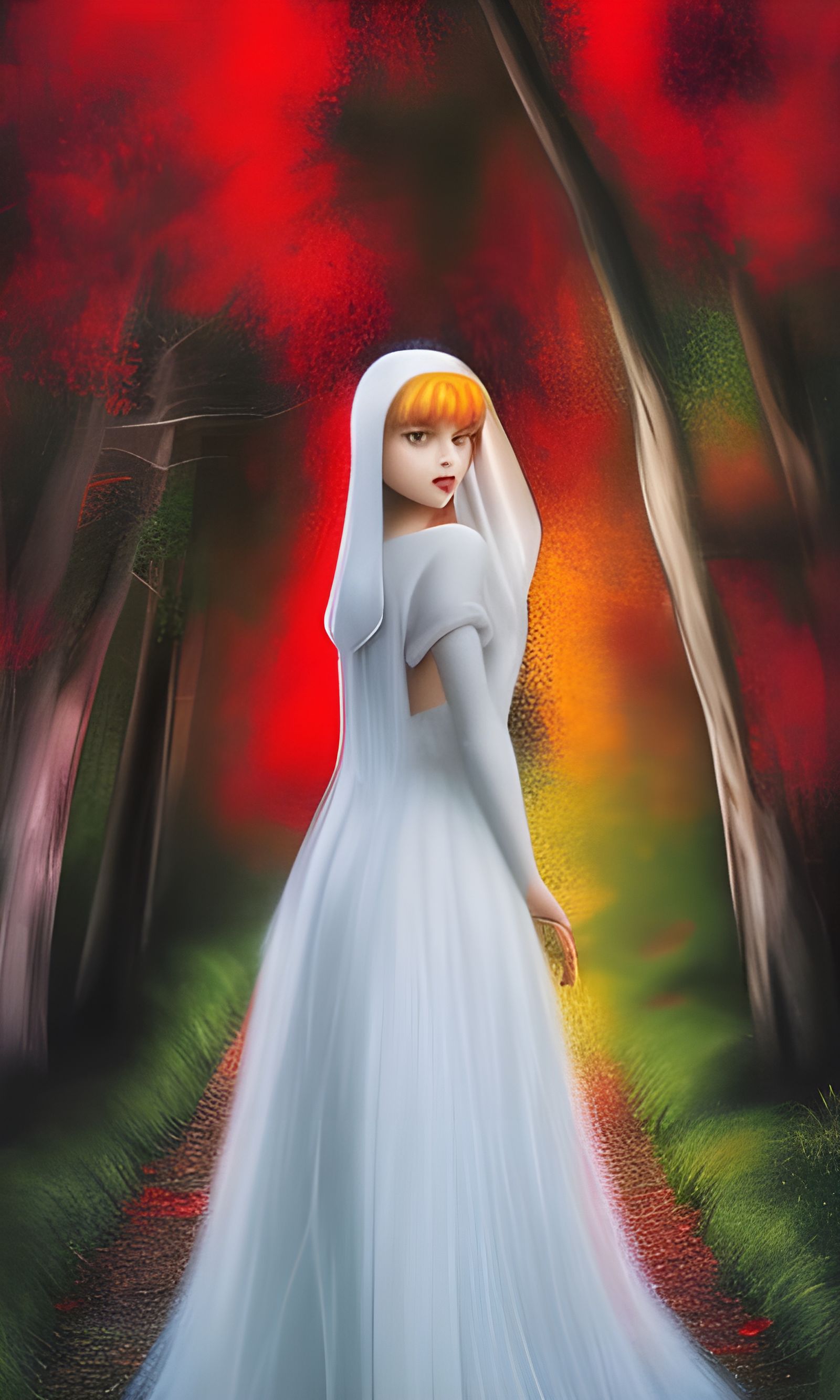 Little Red Riding Hood in Enchanted Woods: 3D Art