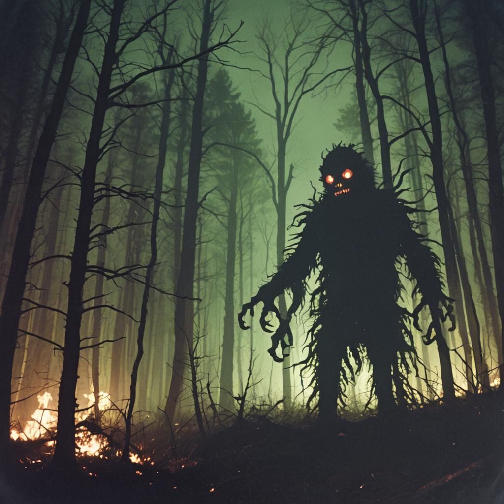 Eldritch Monster in Liminal Forest: Analog Horror