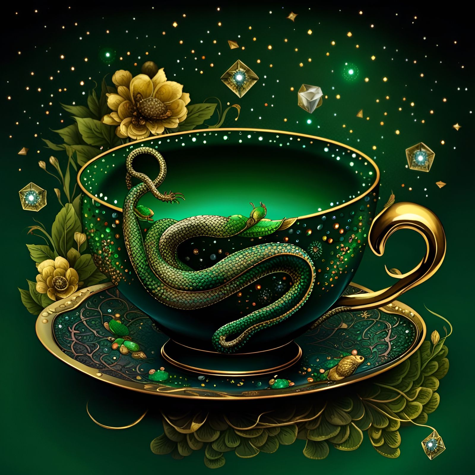 Serpentine Teacup fit for Slytherin Royalty
