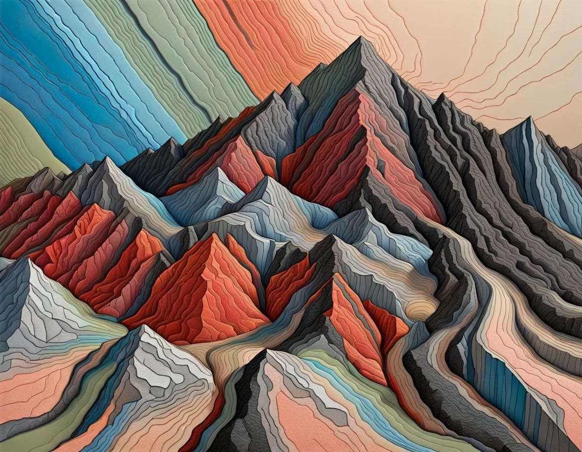 Colorful Abstract Mountain Sculpture Inspired by Outsider Ar...