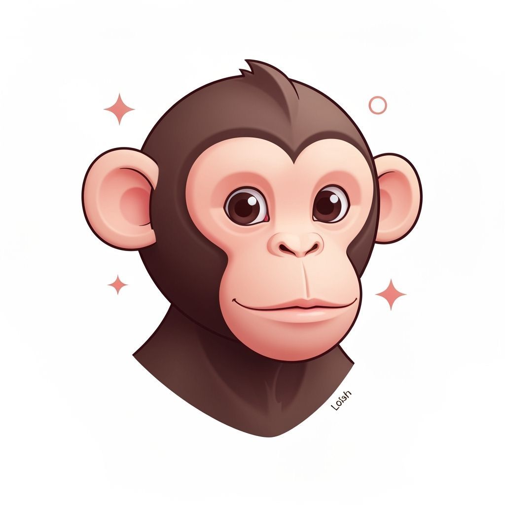 Cute Monkey Portrait in Modern Digital Art Style