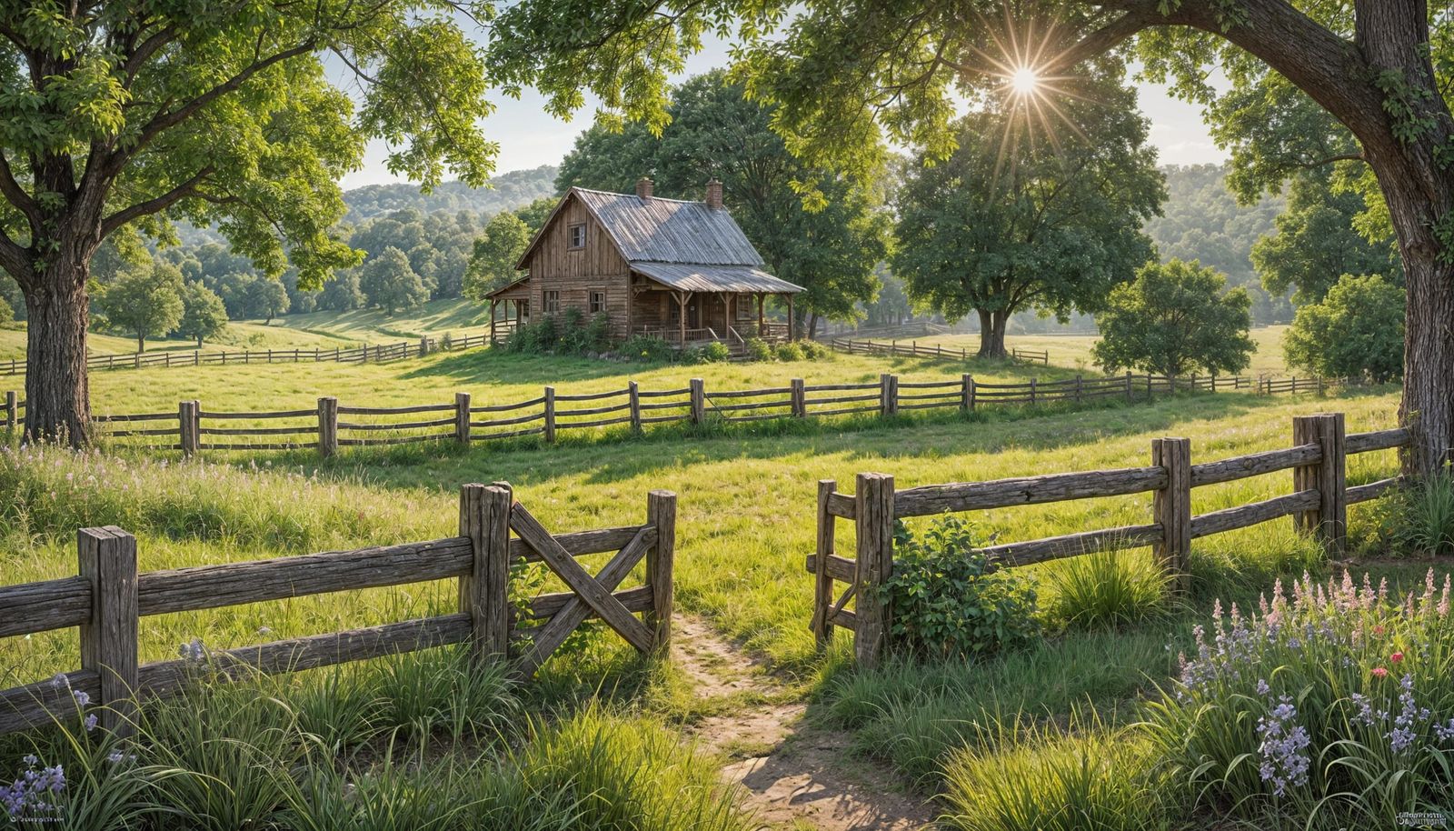 Rustic Life in Anime Style: Rolling Hills and Sun-Kissed Fie...