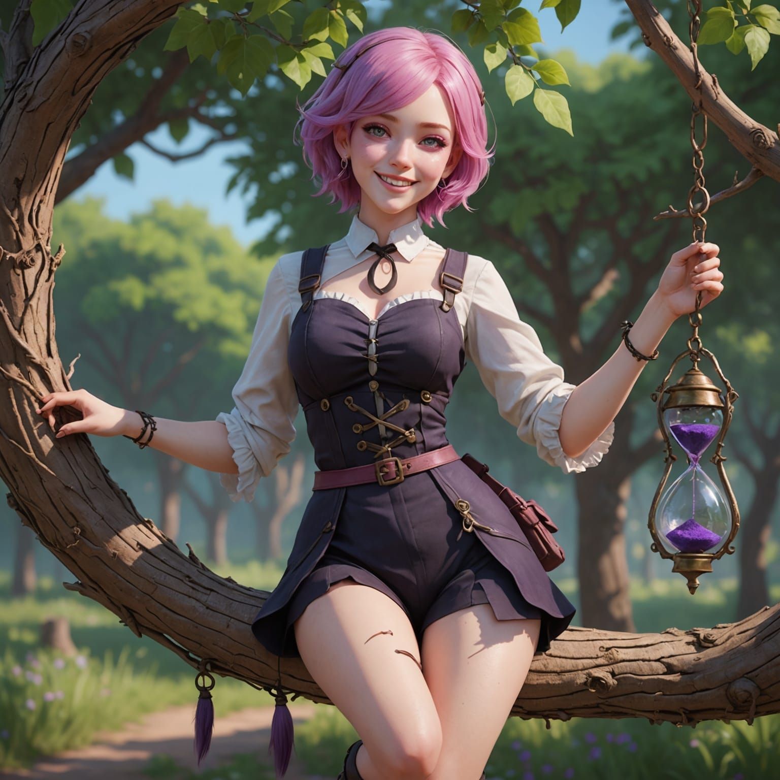 Upside Down Anime Woman in 3D Style