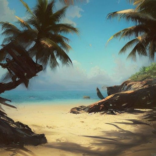 Sinister Tropical Beach, Digital Painting