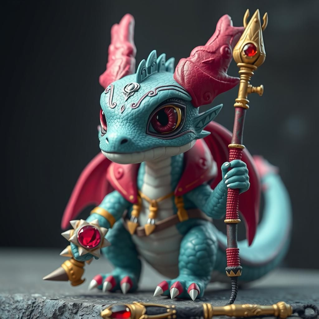 Fantasycore Dragon Wizard with Ruby Staff