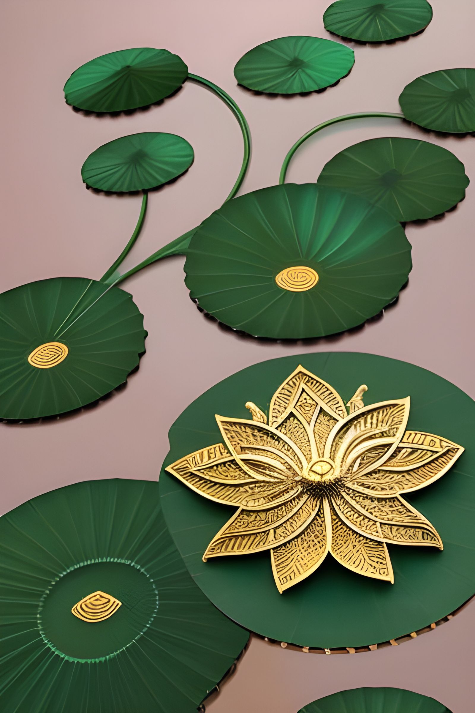 Intricate 3D Lotus Flower Panel in Art Deco Style