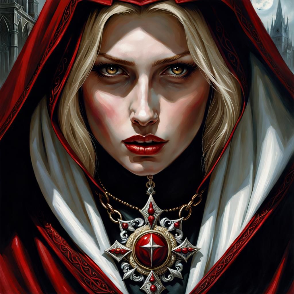 Gothic Nun Portrait in Dark Fantasy Style