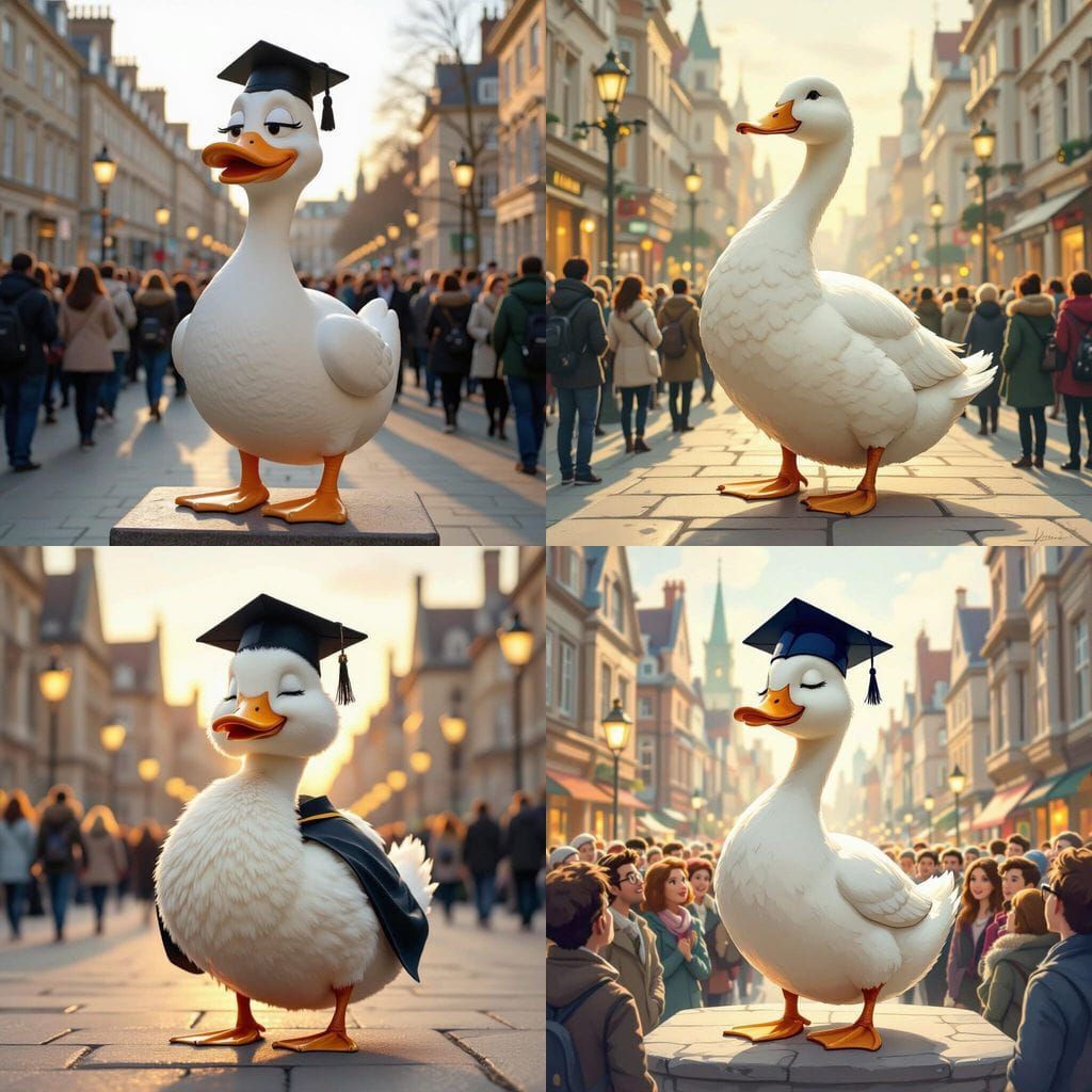 Proud Duck Statue Adored by City Crowds