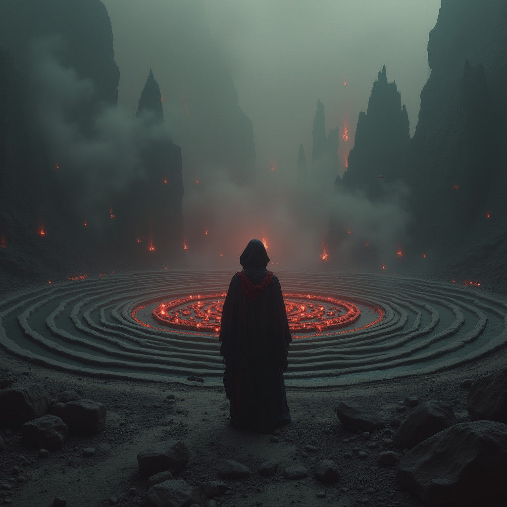 Photorealistic Concentric Circles Depicting Empty Hell