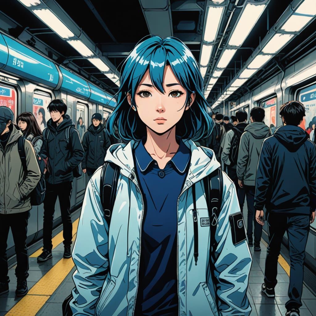 Manga Style Berlin Metro Station Scene