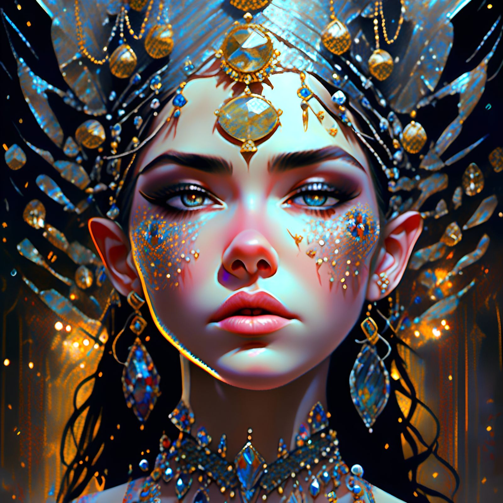 Jeweled Woman in Art Nouveau Style