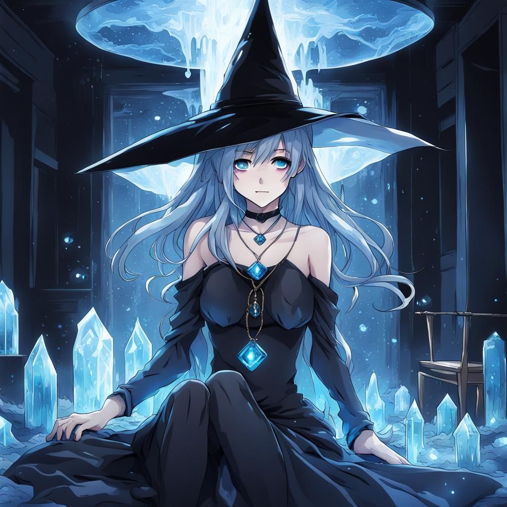 Melting Crystal Witch in Anime Style