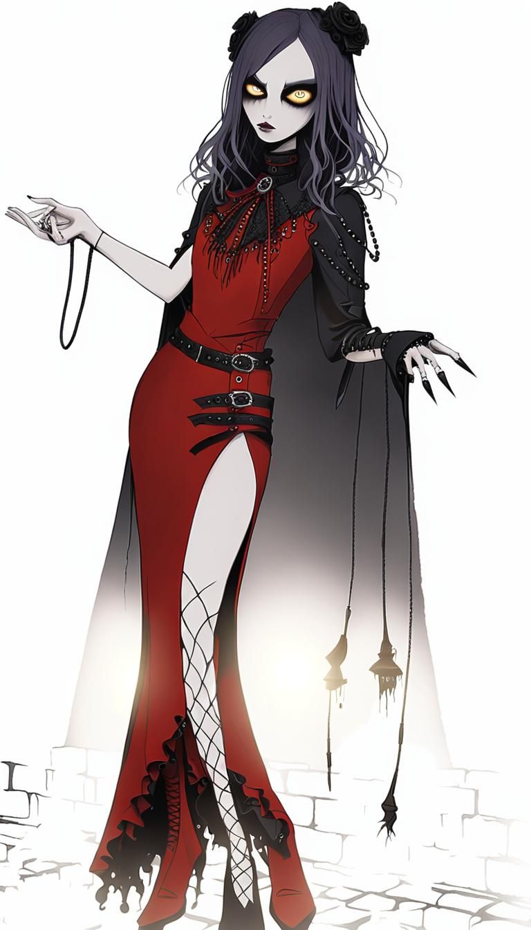 Gothic Lolita Character in a Dark, Mystical Alleyway