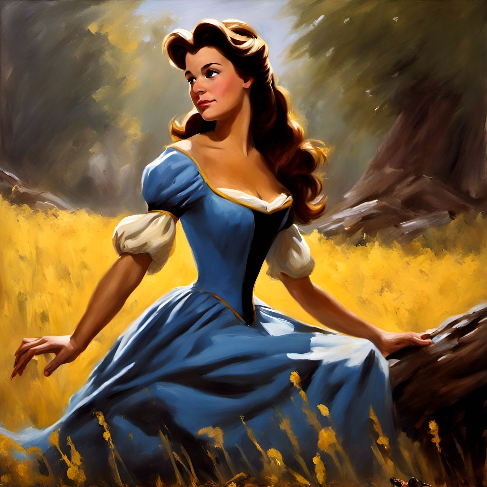 Princess Belle in Epic Oil Painting Scene