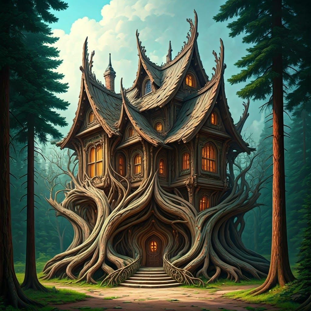 Surreal Wooden House Organically Grown From Trees