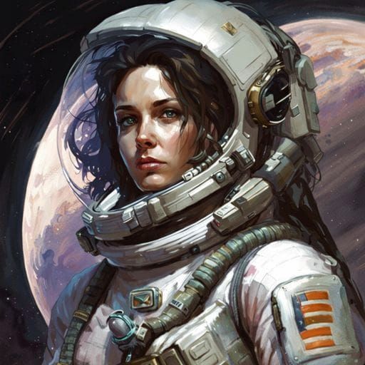 Futuristic Female Astronaut in Dark Fantasy Style