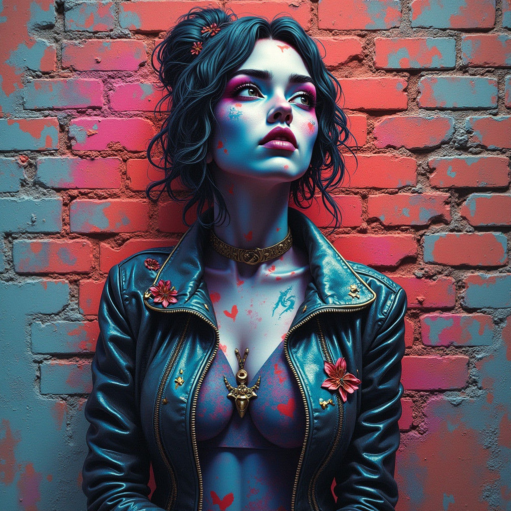 Graffiti Woman: Detailed Matte Painting