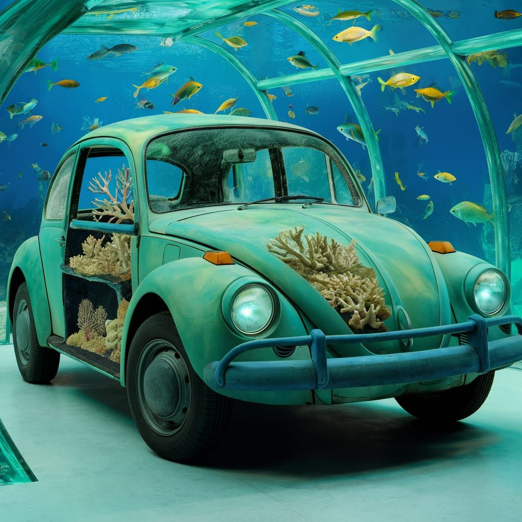 Volkswagen Beetle Transformed into Underwater Aquarium