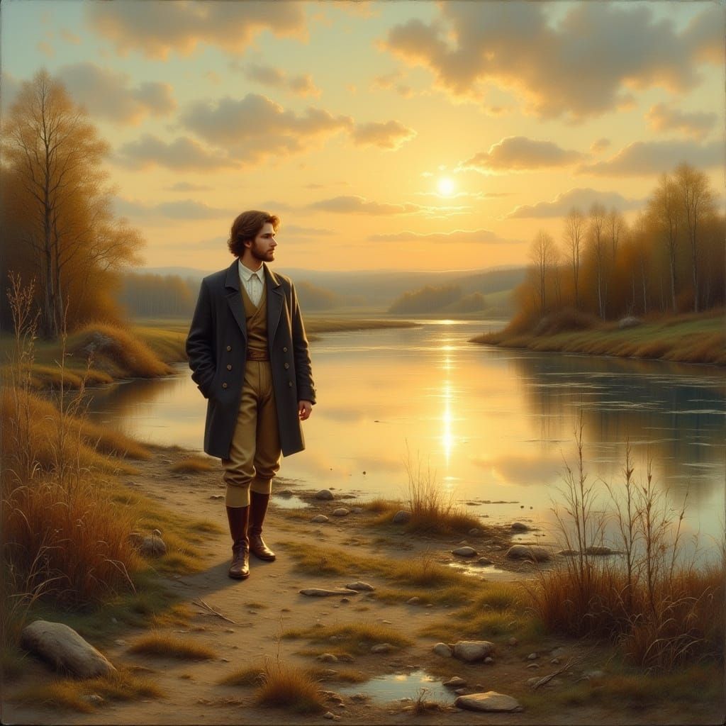 Shakespeare on Avon in Pre-Raphaelite Style