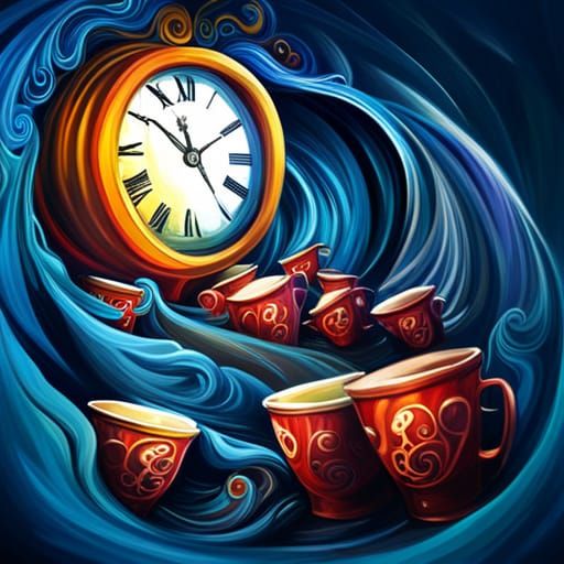 Surreal Cafe Scene in Impressionist Gouache Style