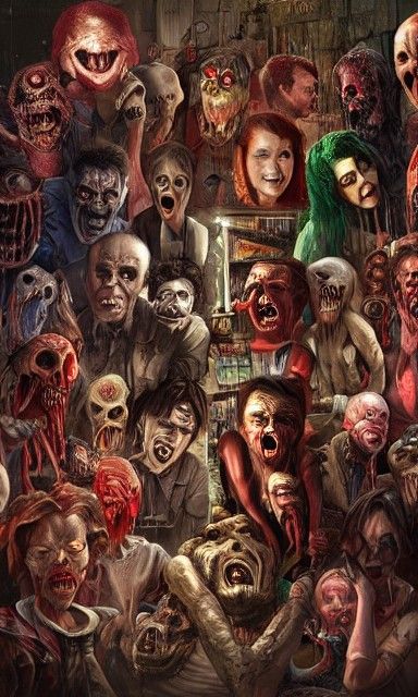 various horror movie characters in one picture