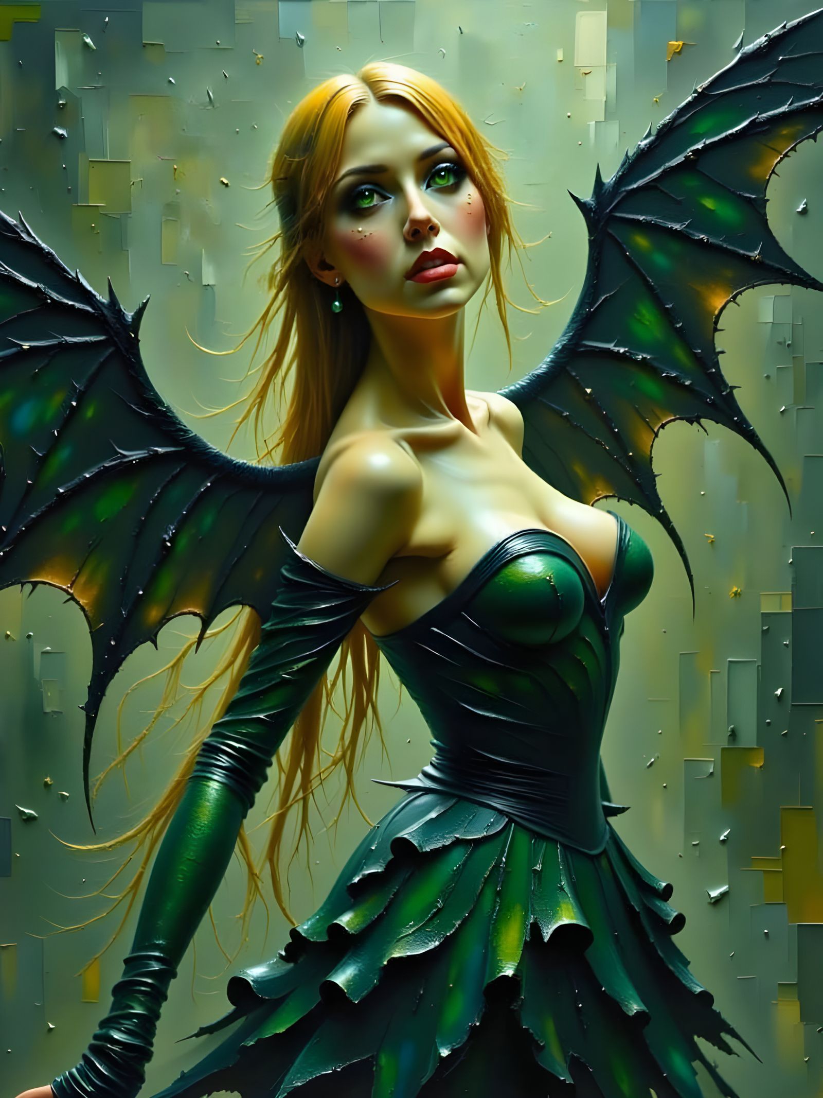 Gothic Fairy in Dark Oil Painting Style
