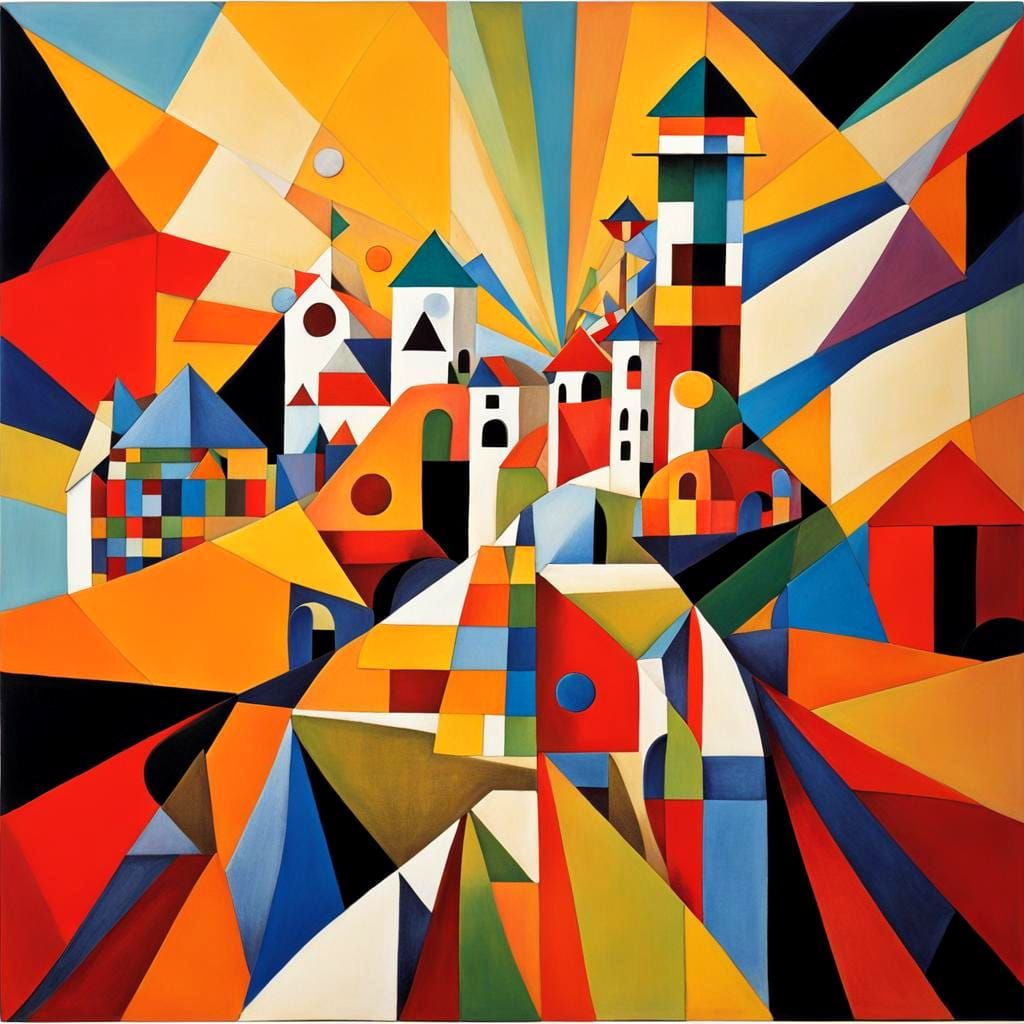 the little town, by Hannah Höch and Paul Klee owerful  silhouette art sculpture flexible linear  very open bigs happy na...