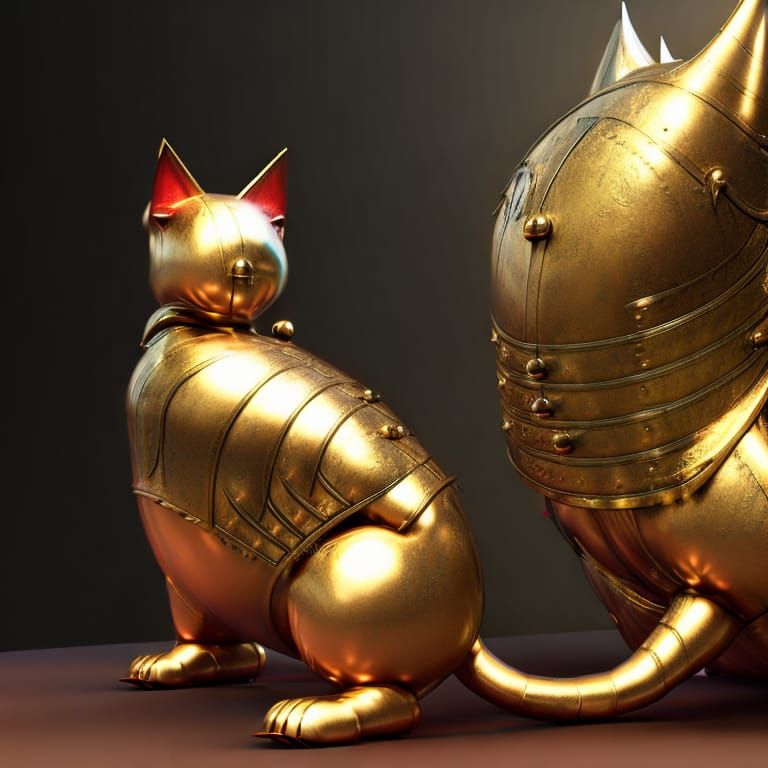 Armored Metal Cats in Detailed 3D Rendering