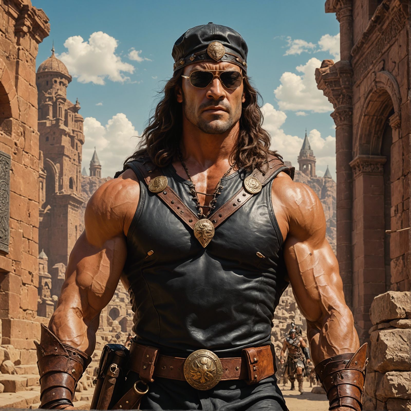 Barbarian with Sunglasses in Pin-Up Style