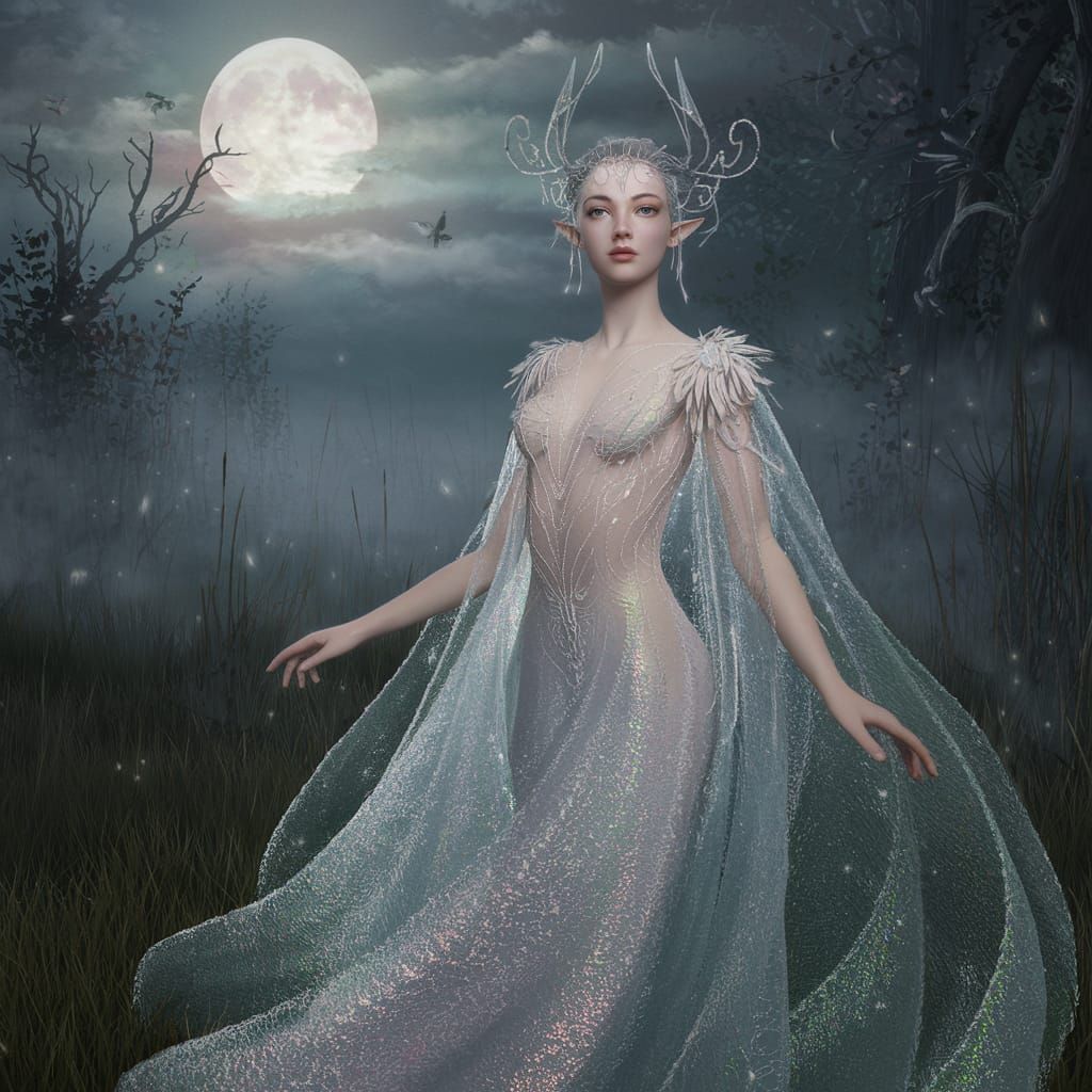 Ethereal Spirit Maiden Portrait in Dreamlike Style
