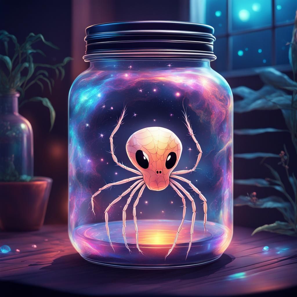 Spider Ghost in a Jar: Holographic Astral Illustration
