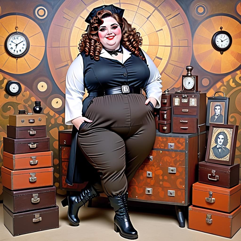 Curvy Goth Play Doctor with Elaborate Makeup