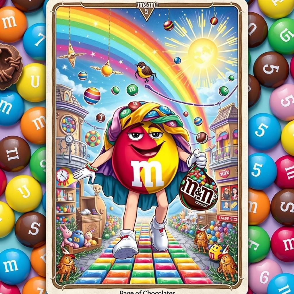 Page of Chocolates Tarot Card in a Whimsical Style