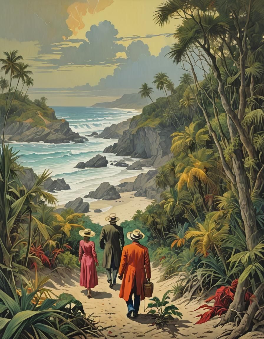 Horror Movie Tropical Beach with Man